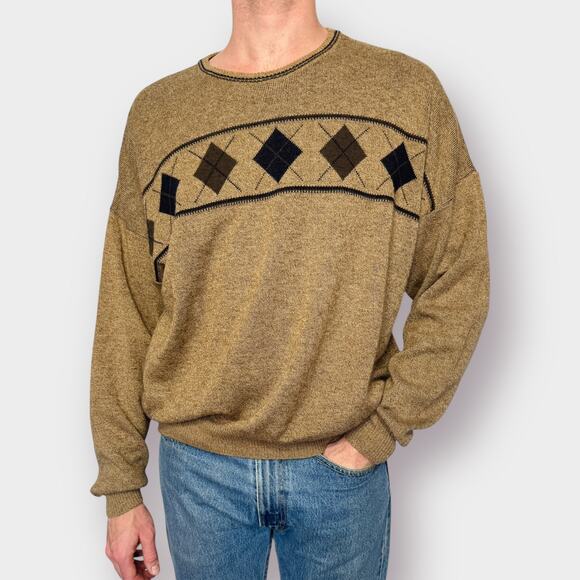 Y2K Preswick &‎ Moore Brown Argyle Sweater - Picture 2 of 5